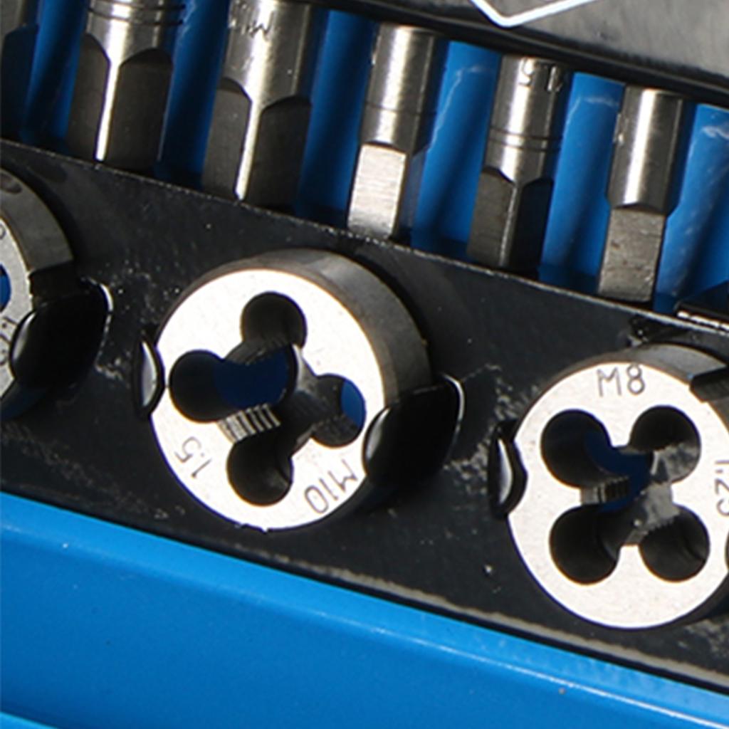 8pcs Metric Tap and Die Set M3/M4/M5/M6/M8/M10/M12 Essential Threading Tool Kit for Cutting External & Internal Threads