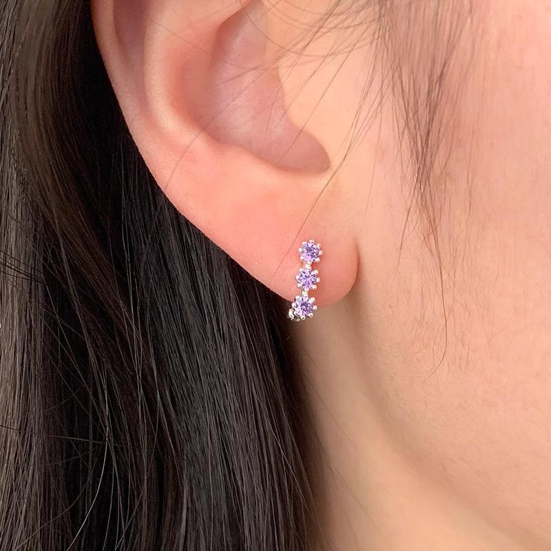 Colour Zirconia Small Flower Earrings Small Fragrant Wind Exquisite Ear Buckle Niche High-end Fashion Tide Jewelry