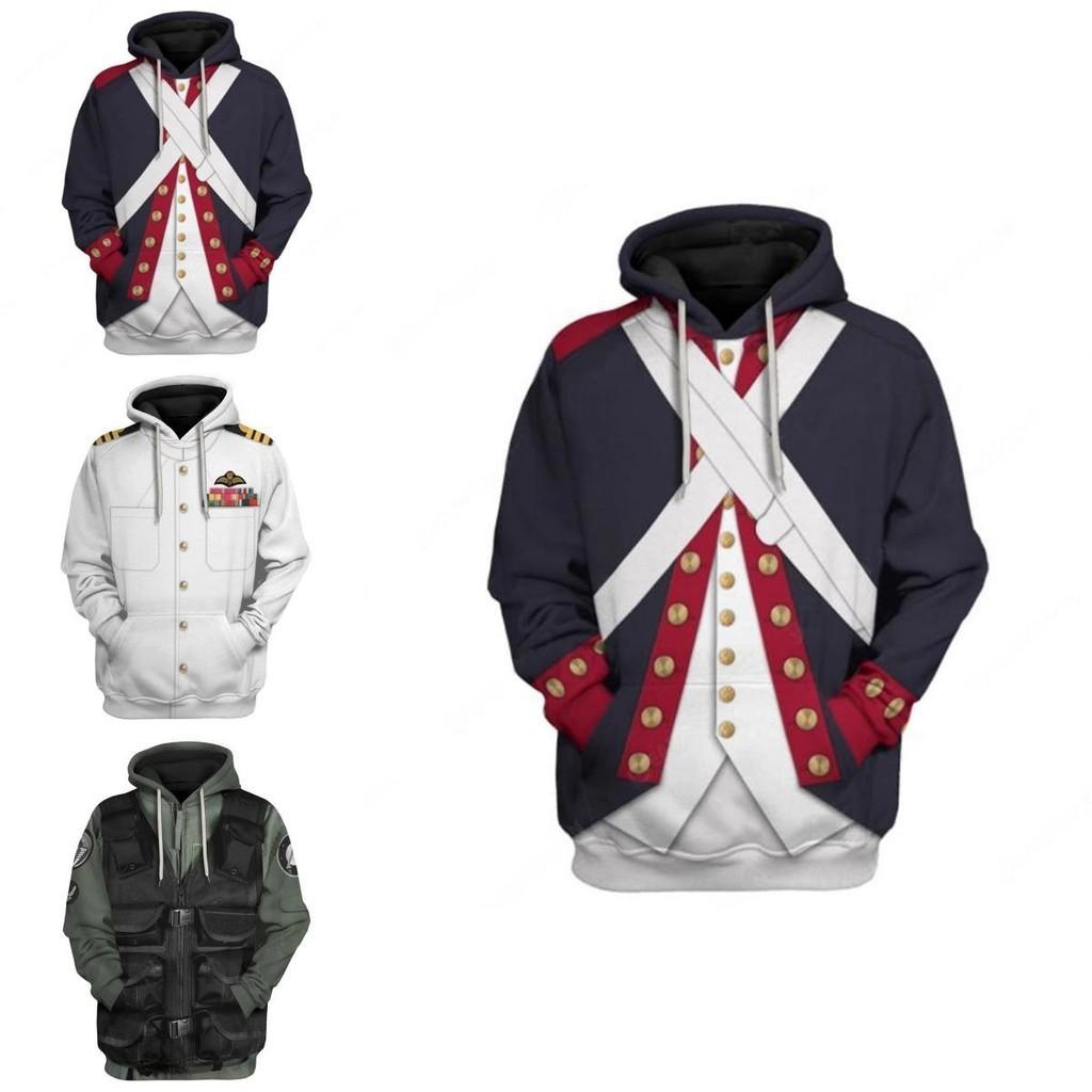 Historical Army Uniforms 3d Pattern Hoodie Cosplay Sweatershirt For Men And Women