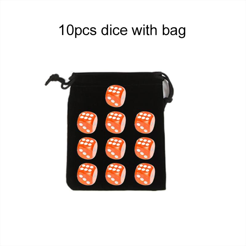 10pcs 14mm Round Corner Game Dice Set with Bag 6-Sided Acrylic Transparent Dices for Tabletop Game Entertainment Party Games TMZ