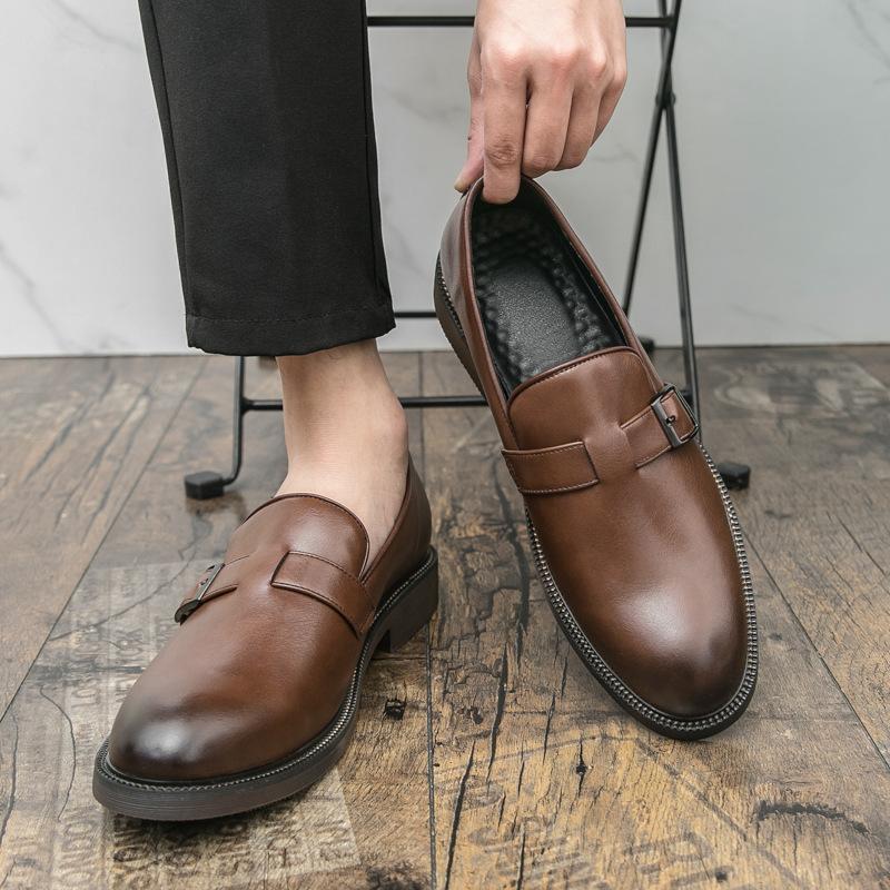 Men's buckle leather shoes men's 2026 spring and autumn British men's one-pedal business
