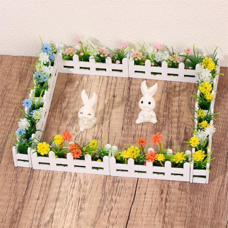 1Pcs Pretend Play Toy 1:12 Scale Dollhouse Simulated Flower Fence Decor Garden Lifelike Artificial Miniature Potted Plants