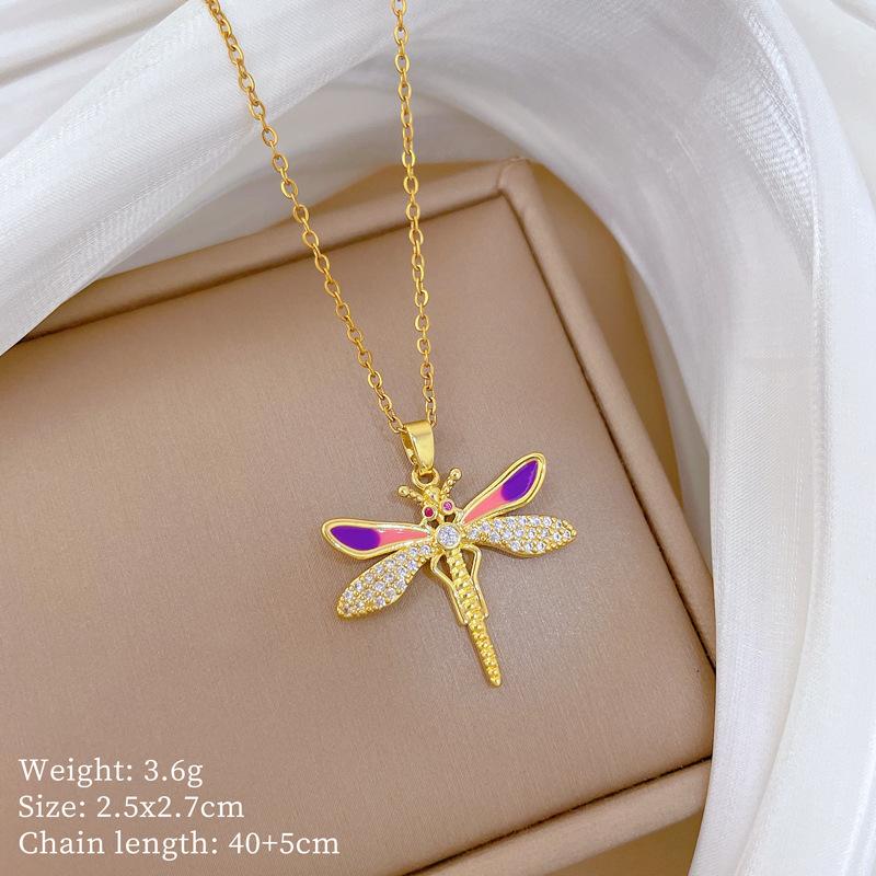 Copper Micro-Inlaid Light Luxury Fashion Personality Temperament Gorgeous Full Diamond Necklace Women'S Versatile Collarbone Chain Titanium Steel
