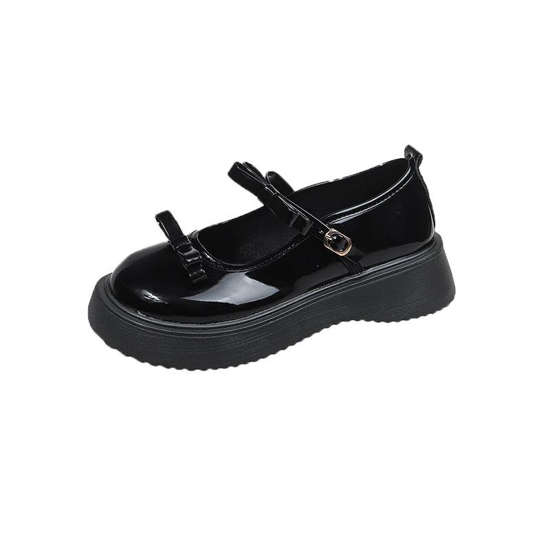 French Retro Fashion Versatile Mary Jane Small Leather Shoes Women's 2025 Spring Bow with Skirt Loafer Shoes