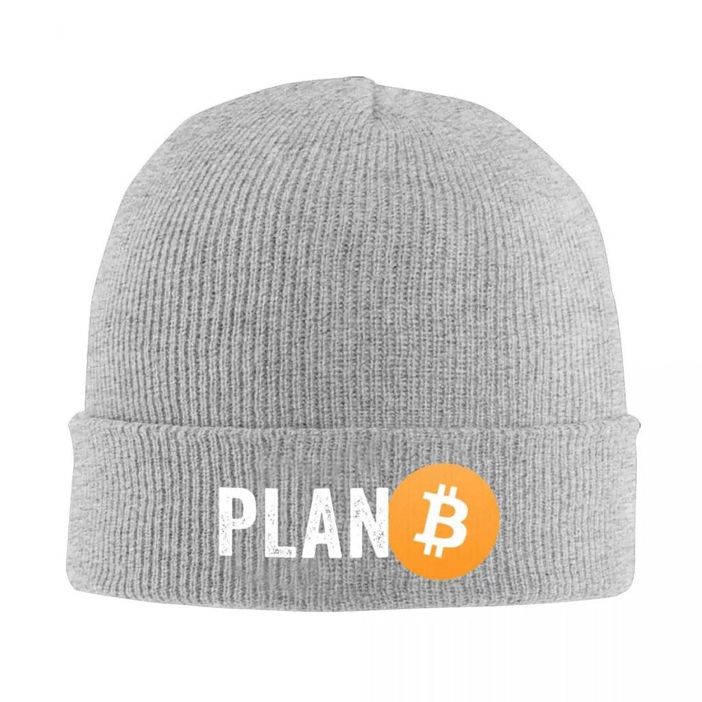 Bitcoin Crypto Currency Plan B Knitted Hat Women's Men's Skullies Beanies Winter Hat Acrylic Warm Melon Cap