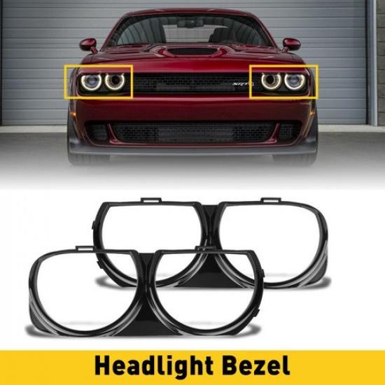 2PCS Front Bezel Lamp Headlight Trim Right Left & for 2015-2021 Dodge Challenger