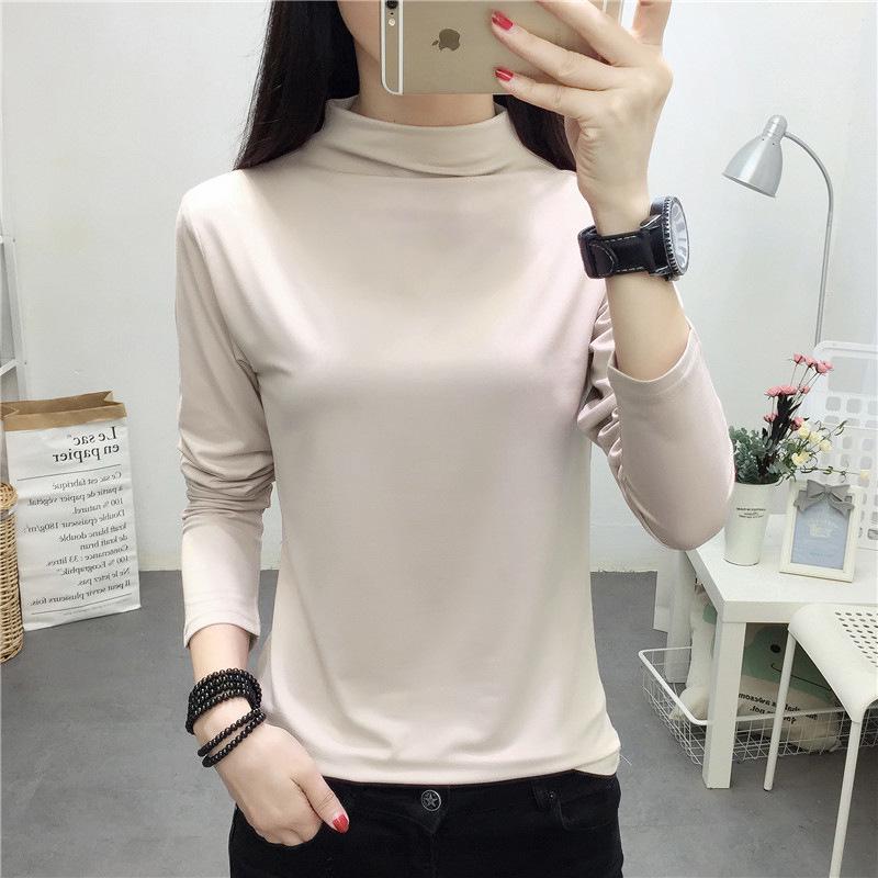 Women's Slim Fit Long-Sleeve Turtleneck In Solid Pink – Elegant Commuting Tee