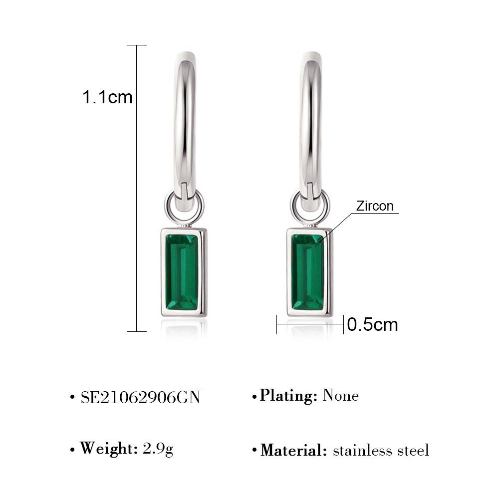 Trendiges Geometrisches Vintage Grünes Zirkon Ohrring-Set Elegante Ohrclips Schmuck