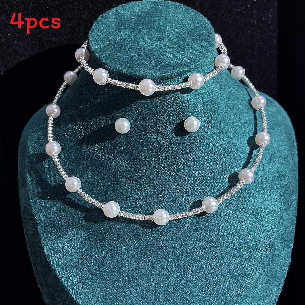 

Artificial Pearl Jewelry Set With Cz Diamonds For Elegant Women Spring Collection