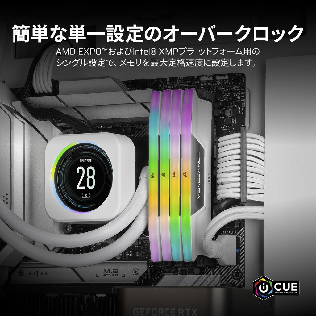 CORSAIR Desktop PC Memory VENGEANCE RGB DDR5 Series AMD EXPO Intel XMP Memory Kit 32GB White X CMH32GX5M2B6000Z30W DDR5-6000MHz & [16GB 2]