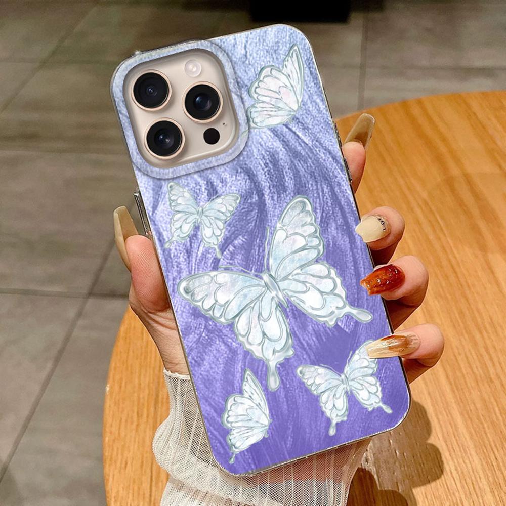 Gradient Colorful Pueple Butterfly For Apple iphone 16 Pro Max 16Plus 16e Cases Cover Soft Phone Case Fundas Silicone Clear Shell Back TPU Bumper