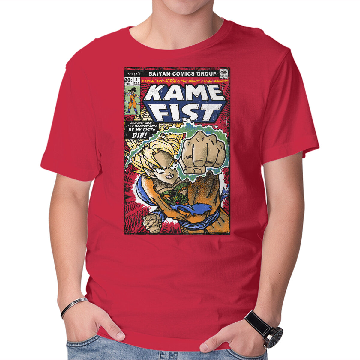 Unisex Crew Neck T-Shirt Kame Fist Graphic Short Sleeve Casual Tee S