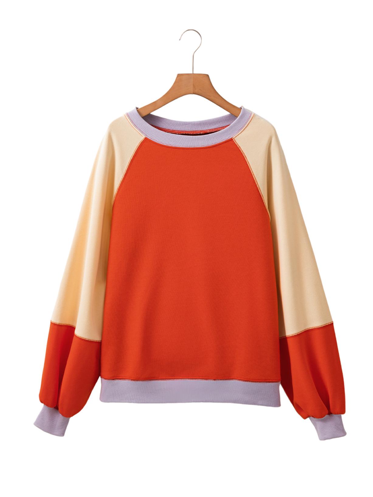 

Женский свитшот Shiying с цветными блоками, свободный, повседневный, с длинным рукавом - осенний пуловер с круглым вырезом XL оранжевый