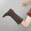 Fashion 2025 New Autumn Knee-high Boots Cow Suede Leather Women Shoes Square Toe Slip-on Western Modern Boots Height Increase Long Boots