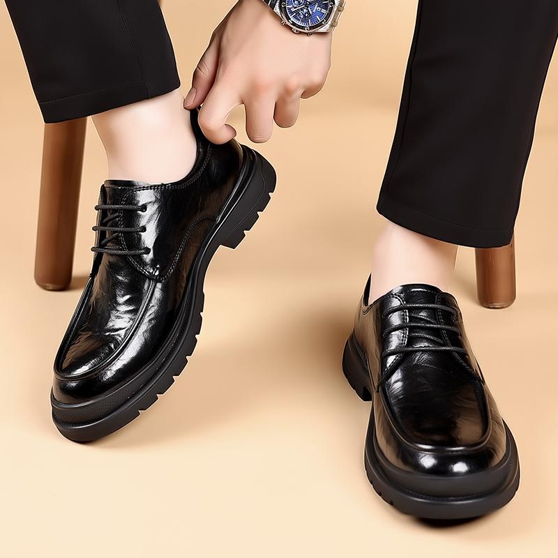 Fashion High End Brand Men's Genuine Leather Shoes British Style Brown Lace Up Brogue Shoes Interview for Commuting Men's Business Shoes