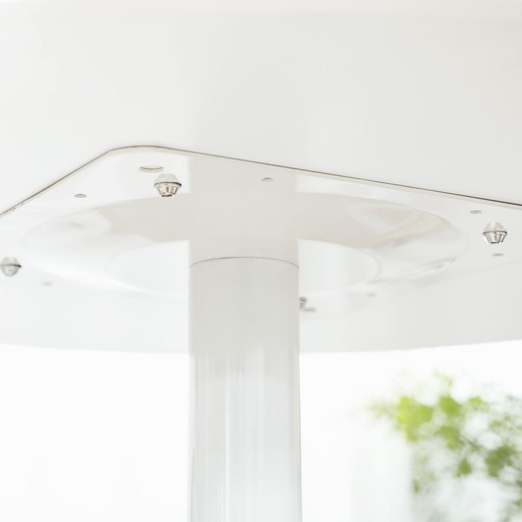 Mesa de Comedor para 2 Personas, Tablero Redondo diámetro 80 cm, MDF y Acero, Antideslizante, Blanca, 75A cm