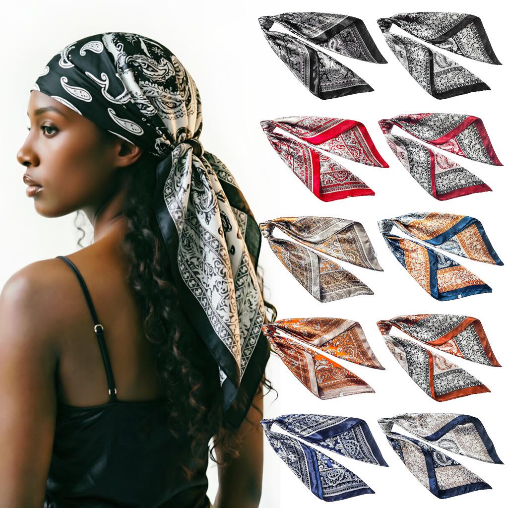 Women s Paisley Print Silk Scarf Set – Cashew Design, 90cm Square, 10 Pieces 10 штук