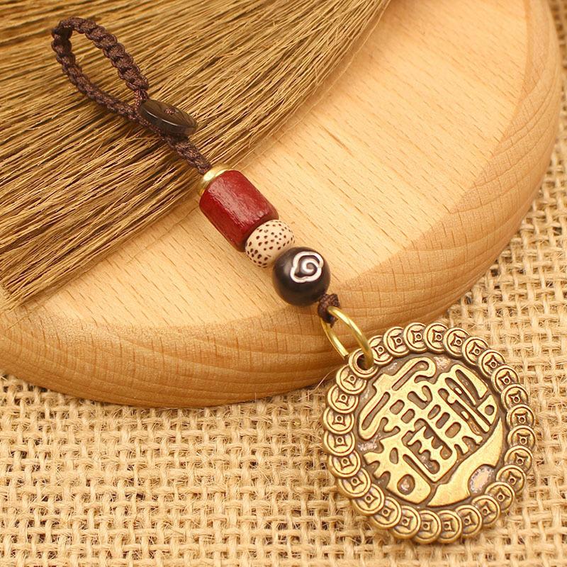 Chinese round jewelry Jinbao keychain pendant metal accessories decorative pendant gifts for men and women