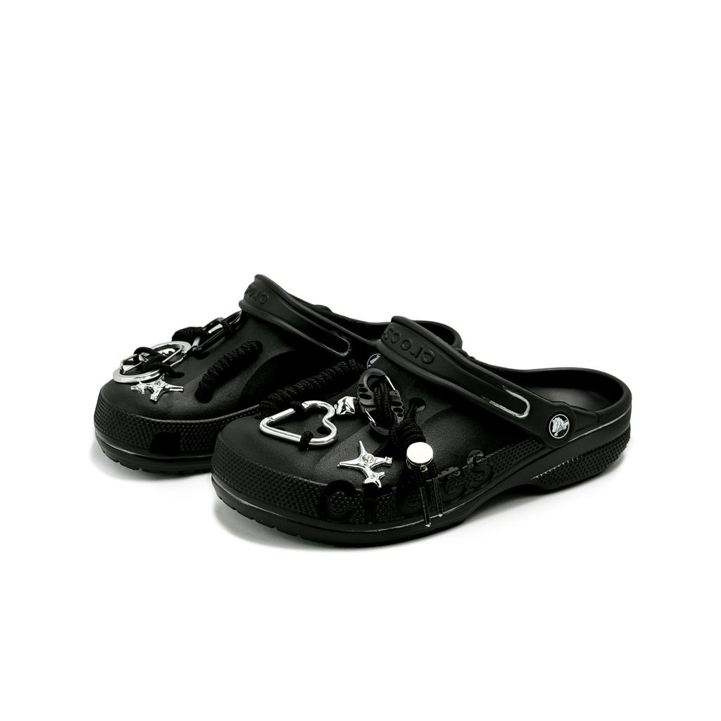 Crocs Baya EVA Dark Star Lock Love Fashion Unisex Punk Cool Trend Academy Four-pointed Star Heart Lock Buckle Clogs Unisex Black