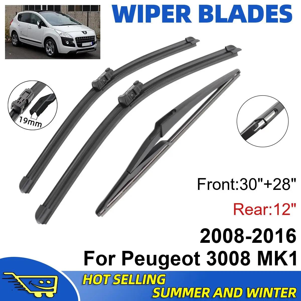 

3PCS For Peugeot 3008 MK1 2008-2016 30 + 28 + 12 Front Rear Wiper Blades Windshield Windscreen Window Cutter Accessories чёрный