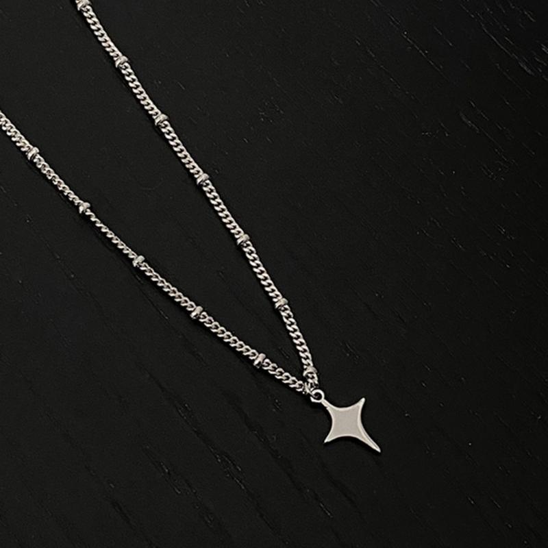 Star Pendant Necklaces Four-pointed Star Chokers Necklaces Hot Girl Women Y2k Jewelry Alloy Material Party Accessories