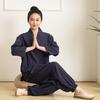 Set costum de meditație pentru yoga de vară, culoare solidă și set confortabil din două piese de top și pantaloni cu mâneci trei sferturi