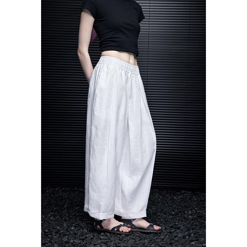 

Women s 2026 Summer White Linen Wide-Leg Nine-Point Pants - Unique, Loose, and Super Stylish. Small белый