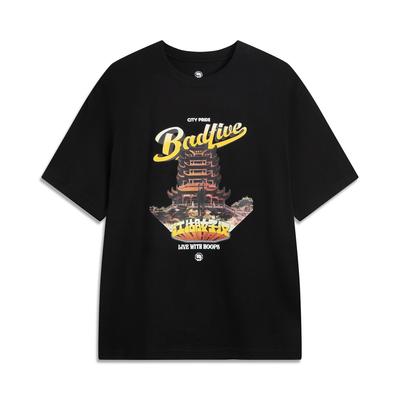 Li Ning X Jianghu Hero Collaboration Basketball Series Bad Five Printed Letter Breathable Casual Short Sleeve T-Shirt Men Tops AHSVE15-1