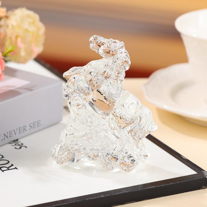 2026 Statuie Zodiac Cal Colecție Feng Shui Cristal Lux Ușor Ornament Prindător de Soare Cal Decor Birou Acasă