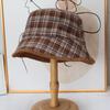 Retro Double-sided Plaid Bucket Hat Women's Autumn and Winter Deerskin Velvet Showing Face Small Versatile Basin Hat Casual Hat Tide