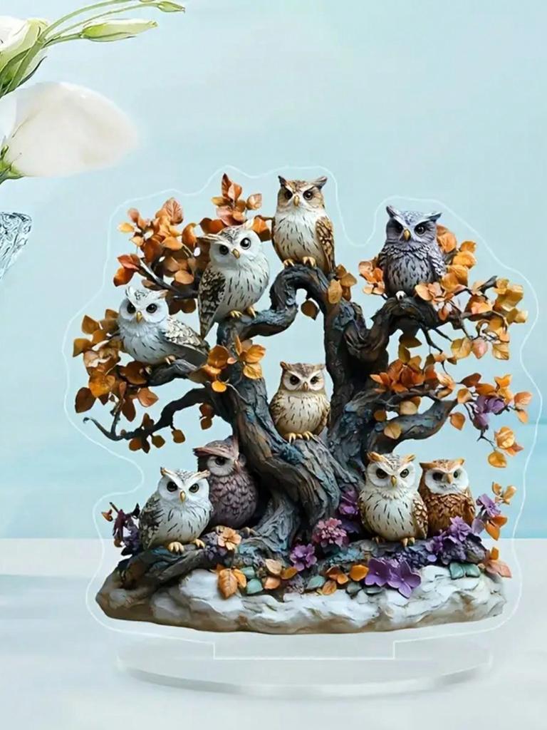 1 Eulenfamilien-Ornament, Sammlerstück im Anime-Stil, Heimdekoration, Bürodekoration, perfekt als Geschenk und Dekoration!