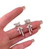 2025 Frosted Bow Ear Cuff Clip-On Earrings: High-End Women's Fashion Jewelry