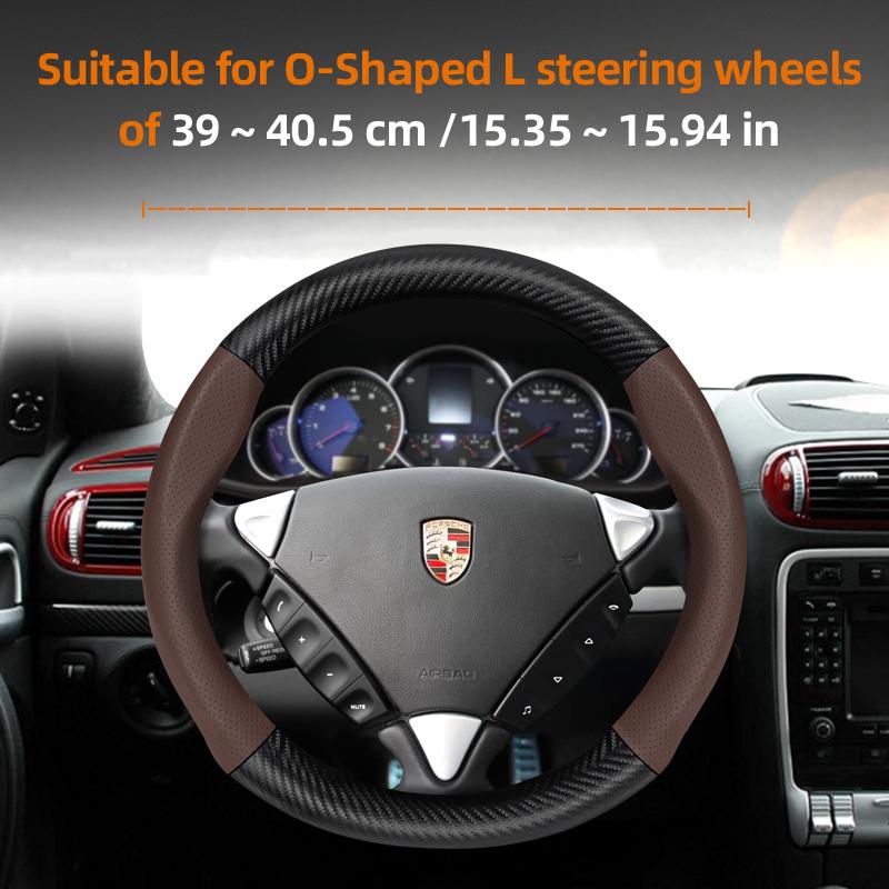 Suitable for Porsche Perforated Leather Matte Carbon Fiber Texture Steering Wheel Cover Cayenne Macan 911 Panamera 718 Taycan
