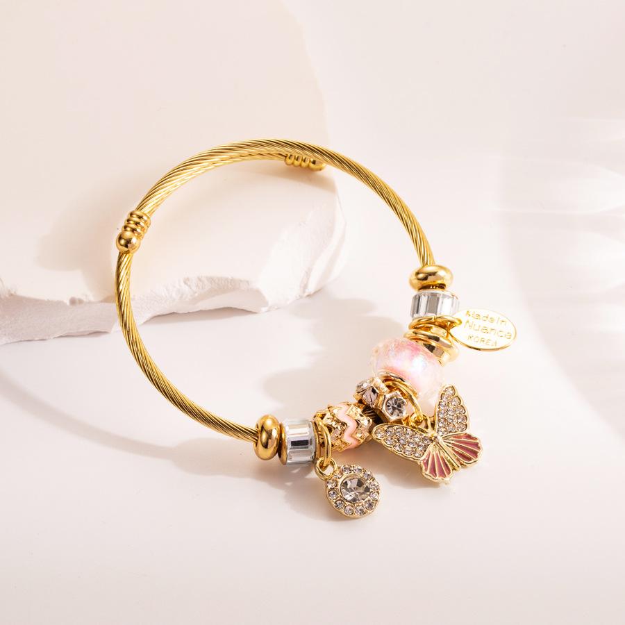 JYL TS Bracelet Minimalist  Butterfly Pendant Unique Enhances Elegance & Freedom Pink бистр