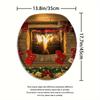 4Pcs Bathroom Shower Curtain Set Christmas Fireplace Pattern Bathroom Curtain With 12 Hooks Non Slip Rugs Toilet Cover Mat Bathroom Partition