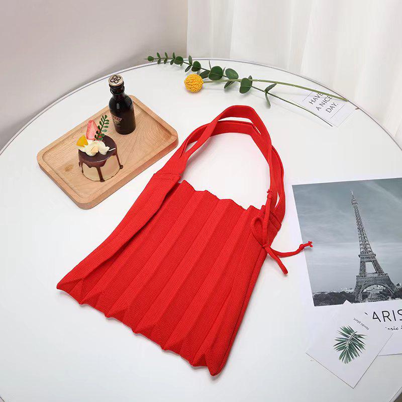 New Korean Style Pleated Knitted Shoulder Handbag for Women