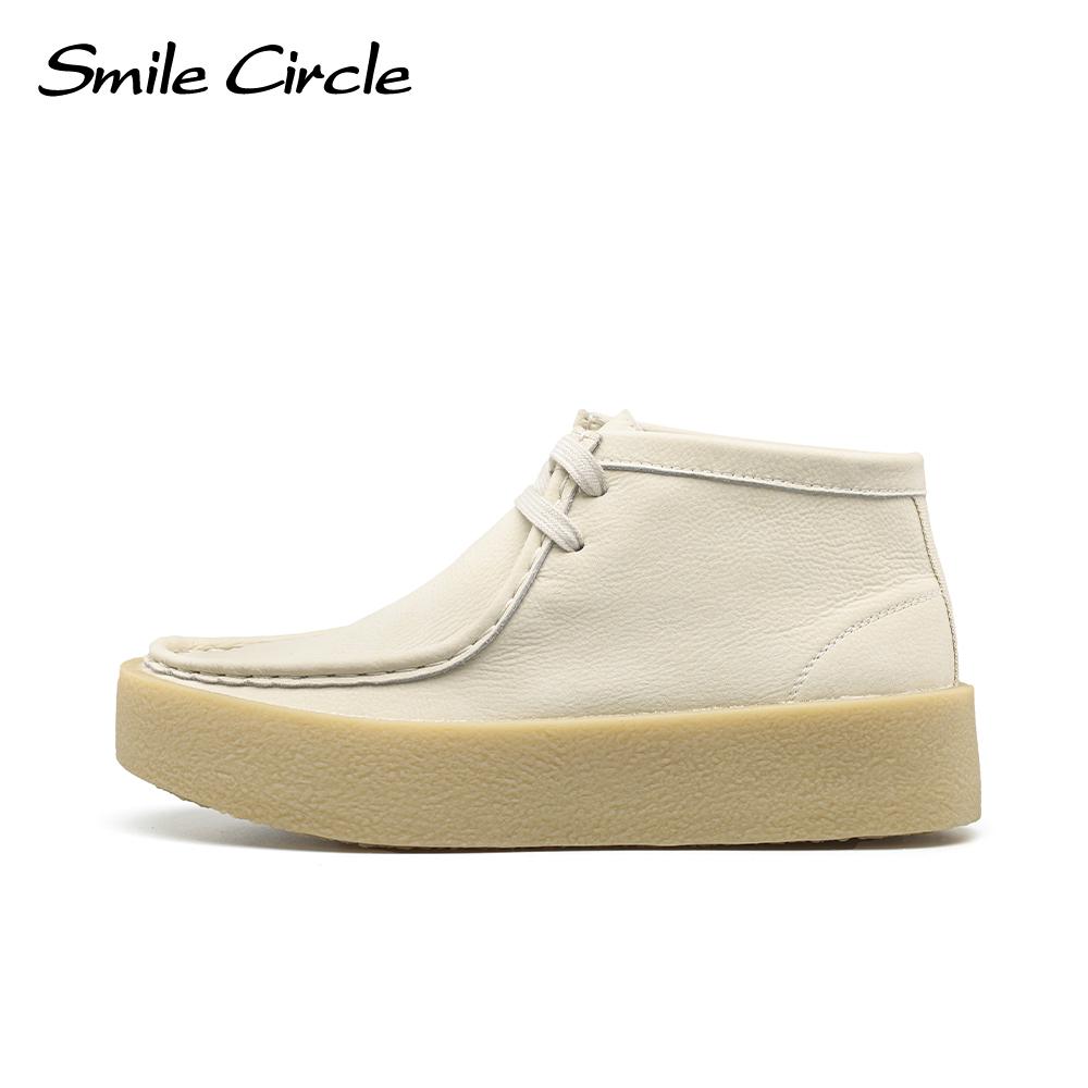 Klobige Damen-Flache Schuhe, runde Zehen, Schnürschuhe, dicke Schuhe, modische, bequeme Damen-Freizeitschuhe