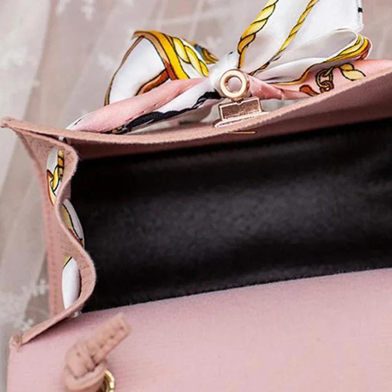Women Ribbon Bow Decor Hasp Mini Flap Hangbag Ladies Fashion Leather Wallet Shoulder Messenger Crossbody Bag Totes