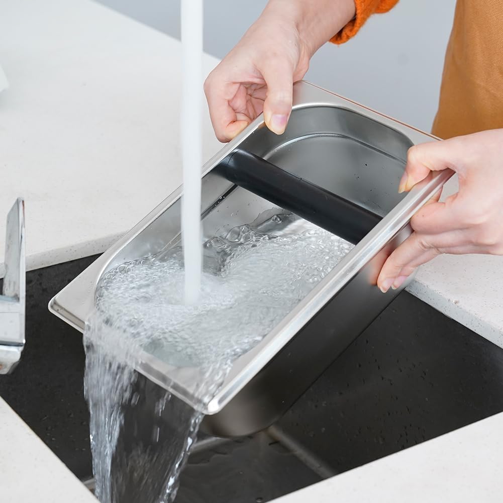 watchget Espresso Coffee Knock Box, Durable Stainless Steel Dump Bin for Coffee Grounds, Removable Non-Slip Base, Coffee Grounds Container for