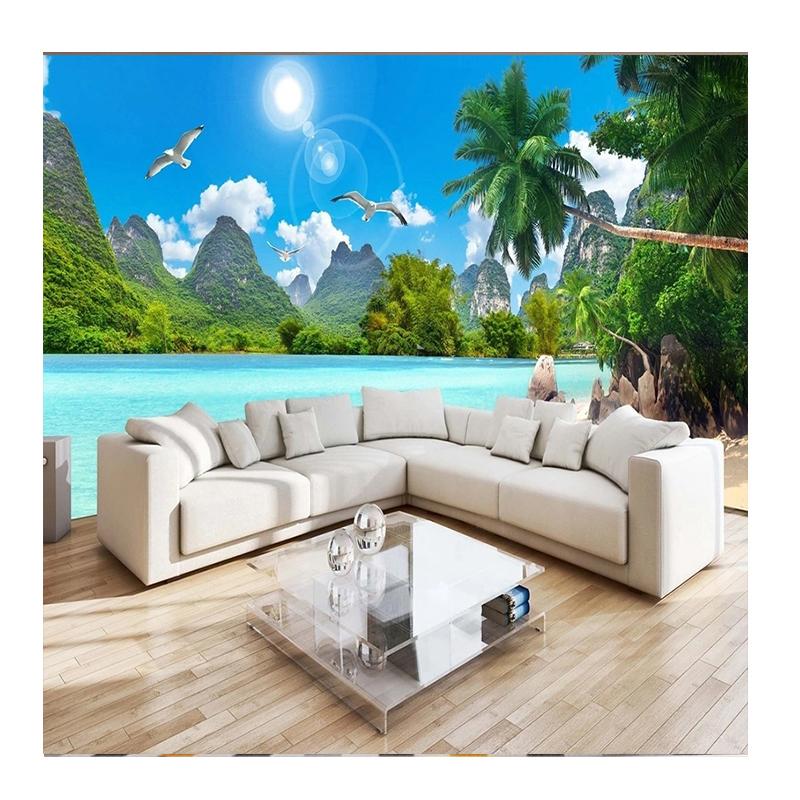

3D Обои Пейзаж с кокосовой пальмой Фреска Природный пейзаж Настенная роспись Гостиная Спальня 3D Домашний декор 200 cm(W) x 140 cm(H)