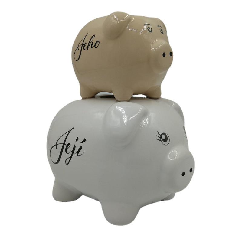 Creative cartoon painted ceramic unicorn piggy bank rainbow unicorn piggy bank change beast head piggy bank