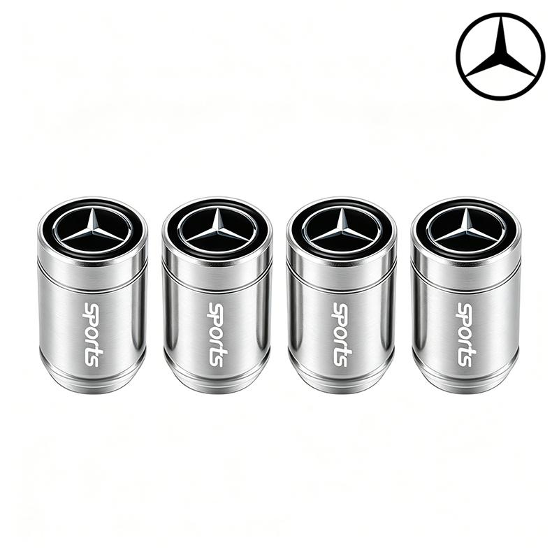 LXT3 4Pcs Metal Car Tire Valve Caps Waterproof Dustproof Anti-leak Air Accessories For Mercedes-Benz GLC X253 X254 C-Class W205 W206