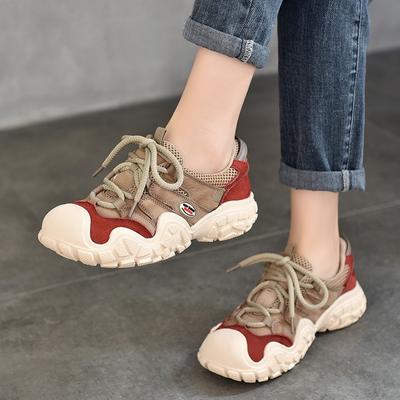 Αθλητικά παπούτσια από γνήσιο δέρμα Lace Up Sneakers Casual και ευέλικτα γυναικεία παπούτσια από δέρμα αγελάδας