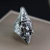 European and American Men's Trendy Metal Ring, Retro Style Cool and Handsome Design Totem Geometric Men's Ring