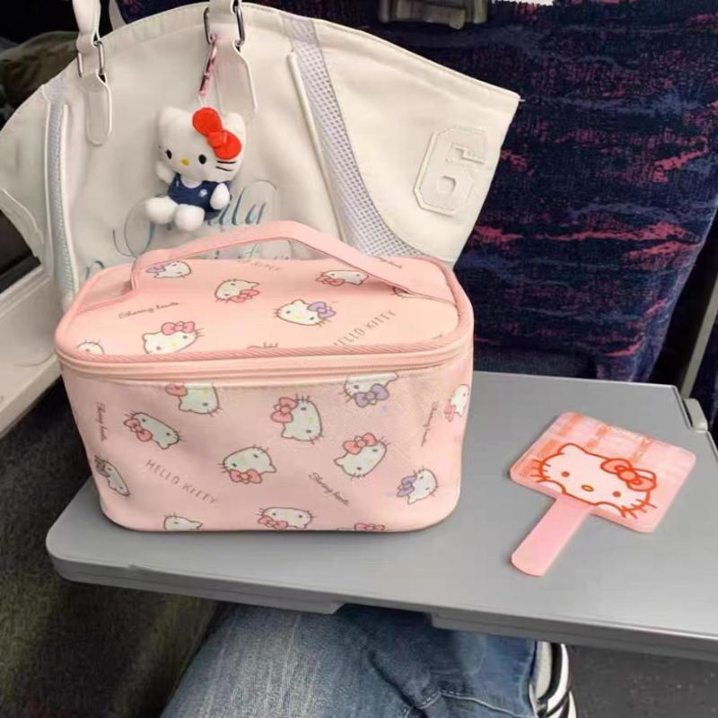 Bolsa de Cosméticos Rosa Hello Kitty Grande Capacidade Portátil Armazenamento Bolsa de Mão Bolsa de Armazenamento Hello Kitty