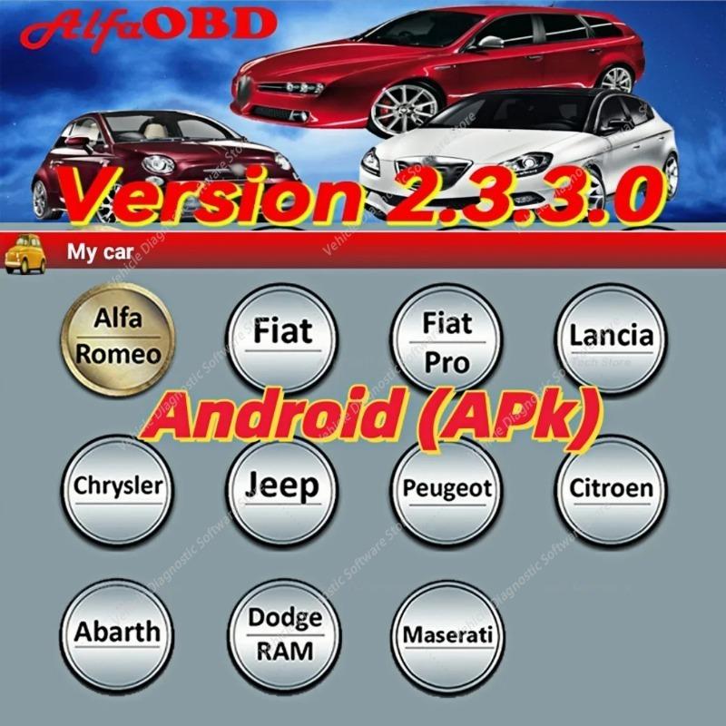 VOOR AlfaOBD 2.3.3.0 (voor Android) Volledig Gelicentieerd - diagnostisch Alfa Fiat Lancia Abarth Dodge RAM Chrysler Jeep Peugeot Citroën