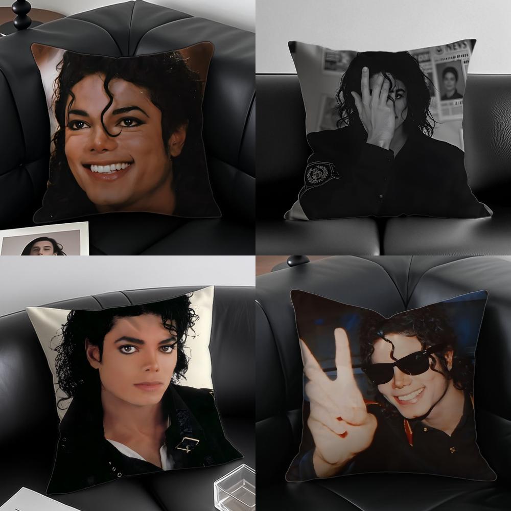 M-Michael Jackson Pop King Cushion Cover Pillow Case Anti-Dustmite Invisible Zipper Silky Plush Cushion