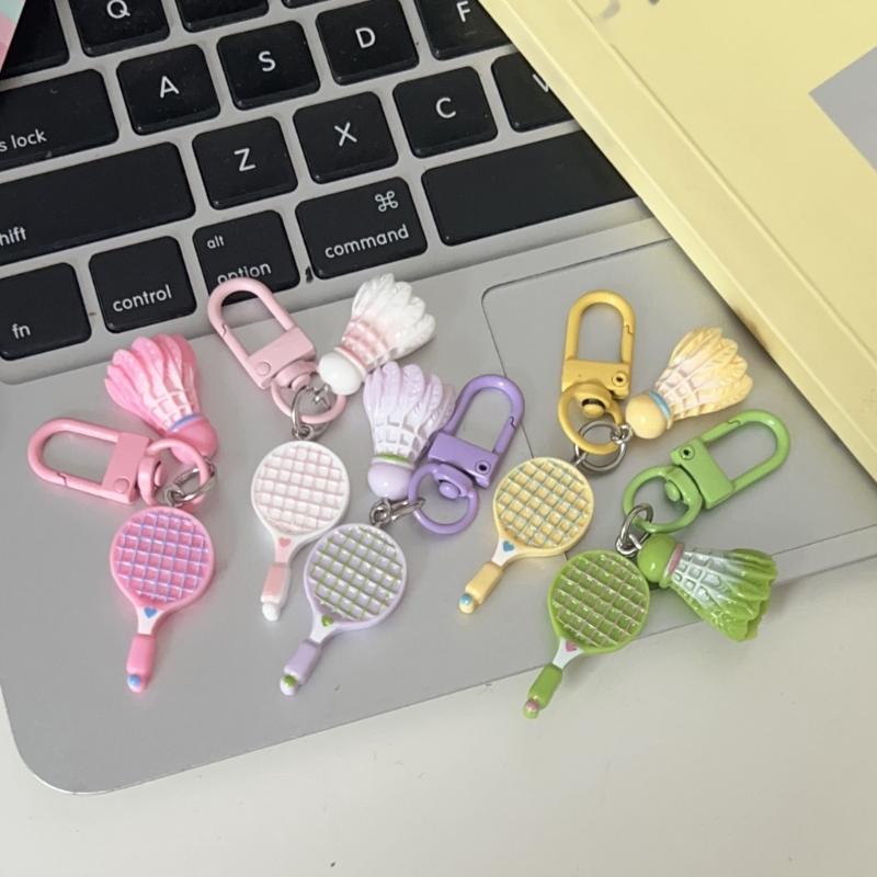 Motivational Badminton Keychain Cartoon Inspired Resin Plastic Hanging Decoration For Athletes Students Friend