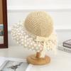 Fashion Straw Hat Mesh Bow Ribbon Sun Hat Outdoor Vacation Sun Hat Women