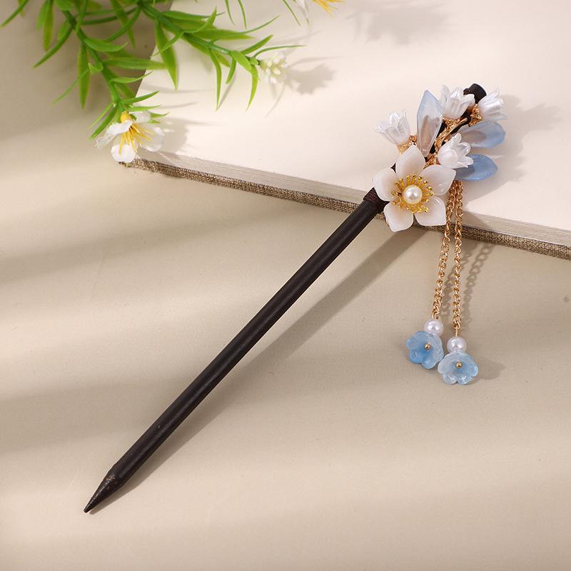 Vintage Quasten Haarnadel: Imitation Ebenholz Hanfu Accessoire